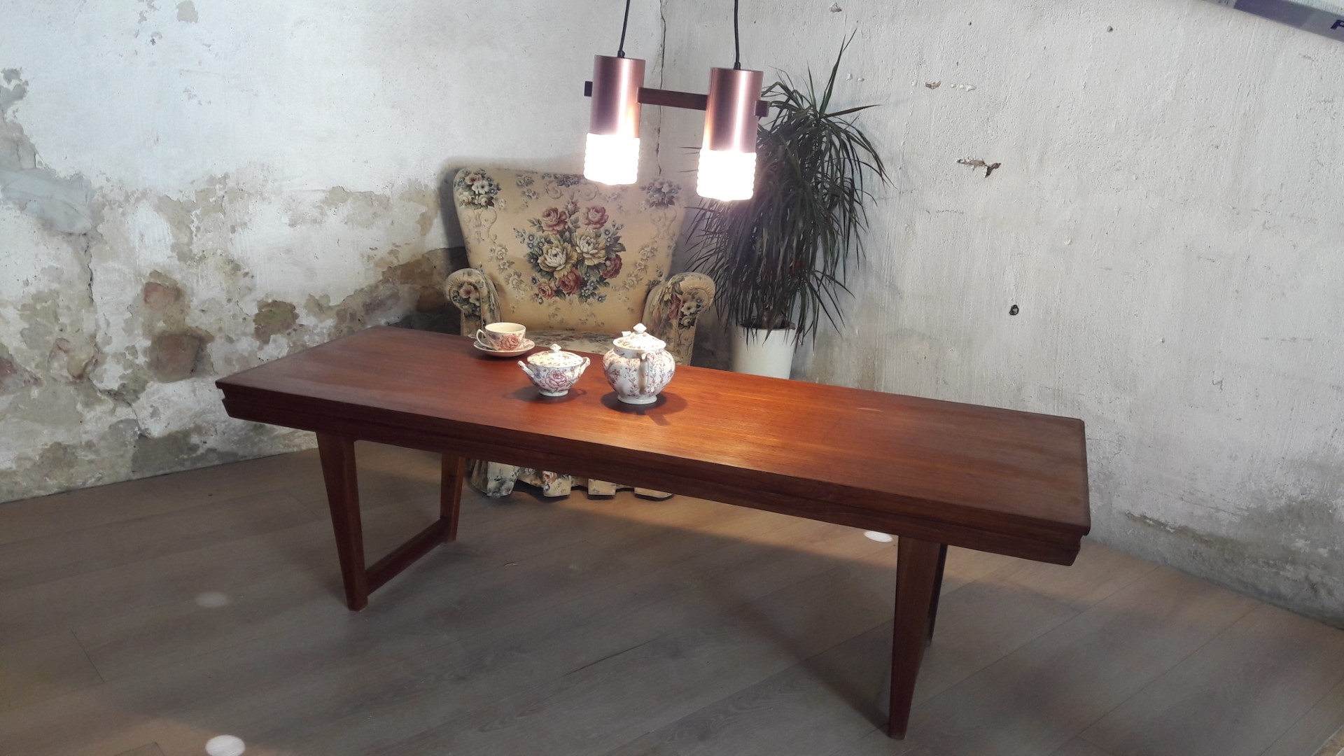 teak salontafel met uittrek