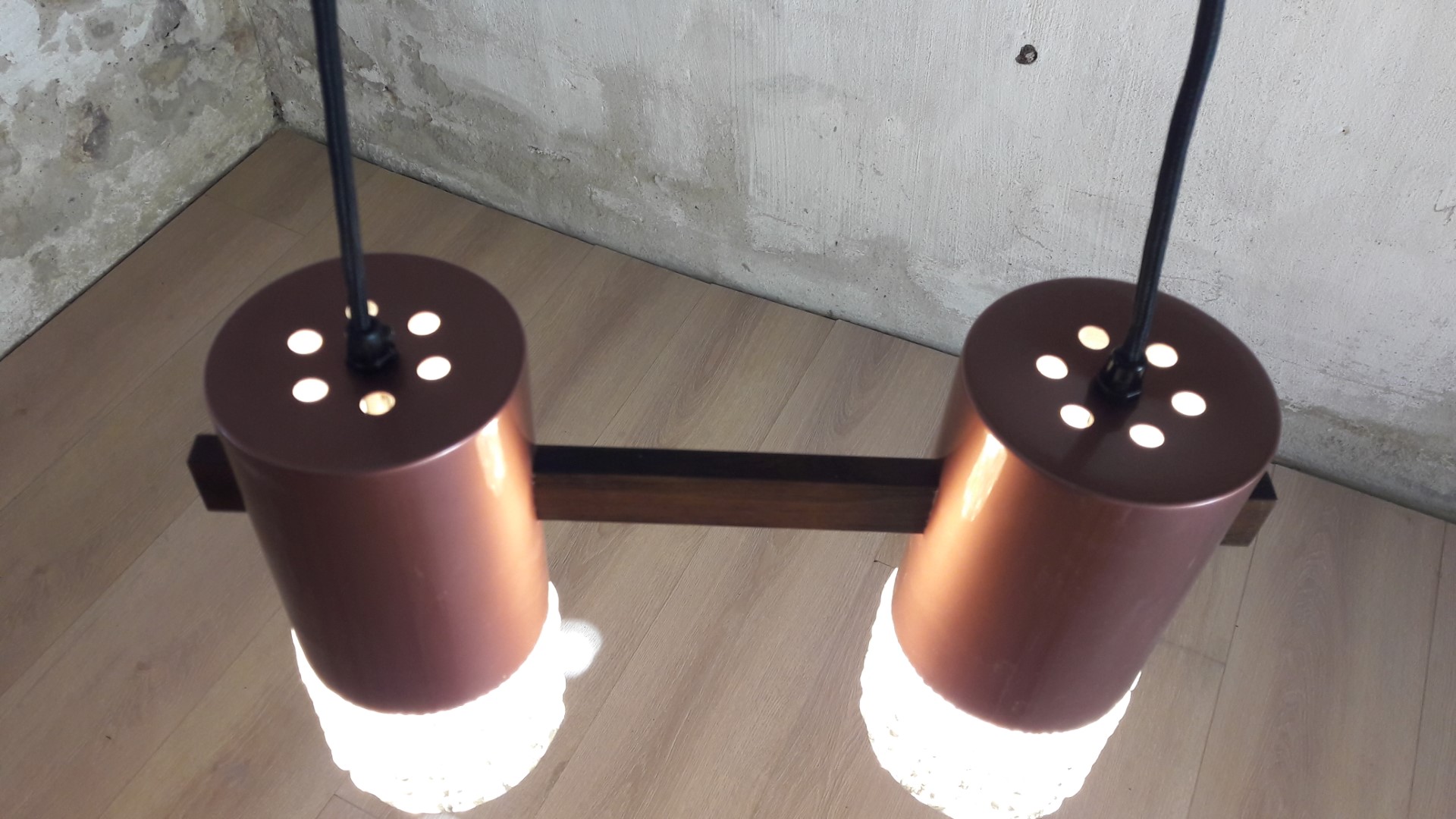 2 cylinderlamp koper met glas