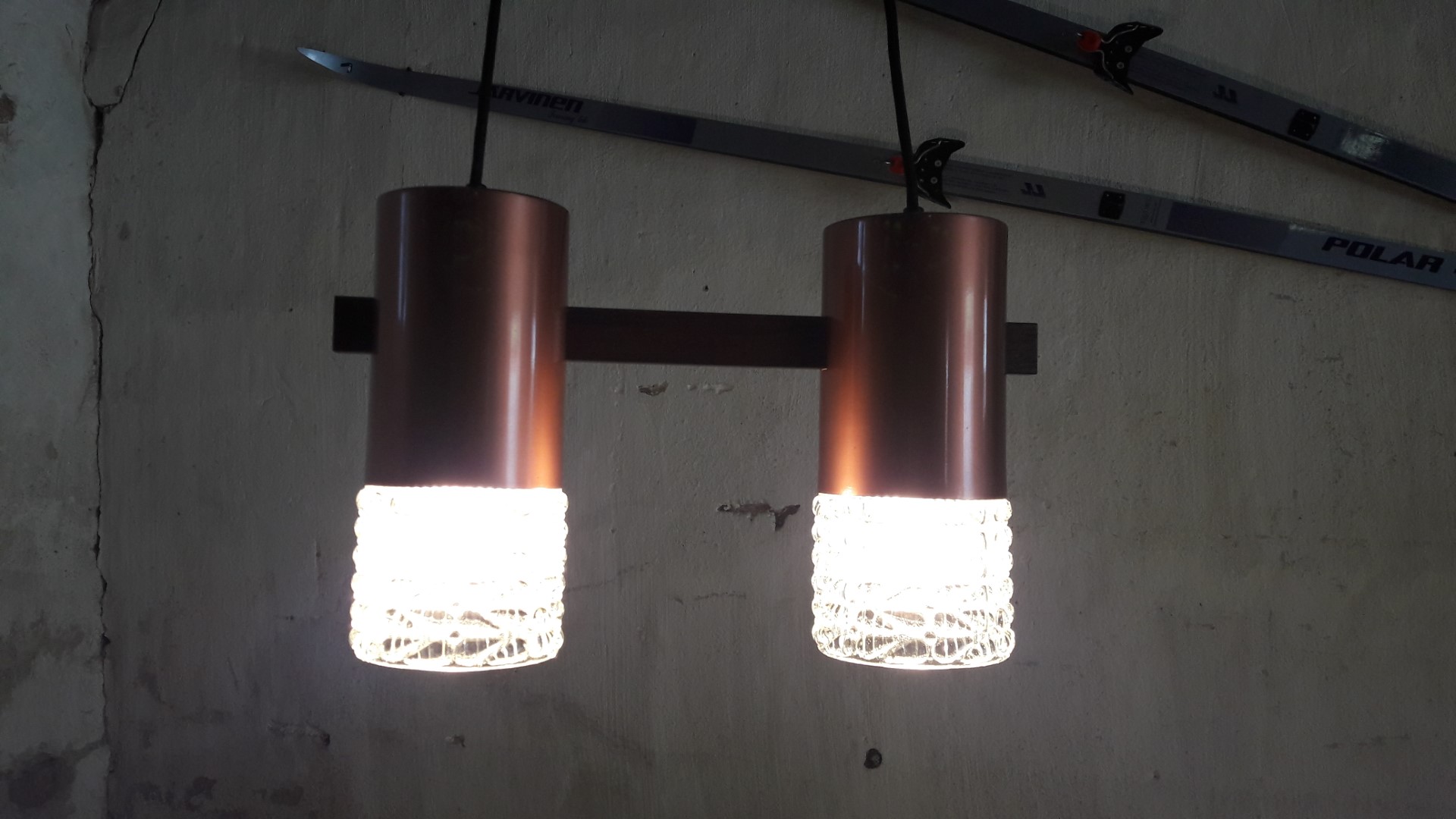 2 cylinderlamp koper met glas